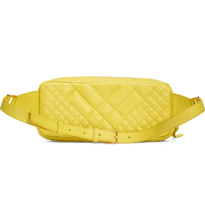 Shop Versace Icon Quilted Leather Belt Bag - Yellow In Verde Acido