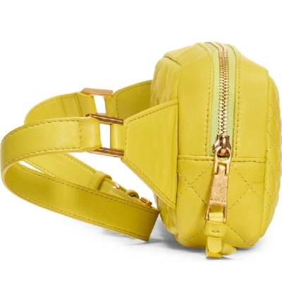 Shop Versace Icon Quilted Leather Belt Bag - Yellow In Verde Acido