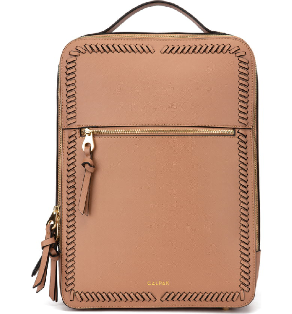 faux leather laptop backpack
