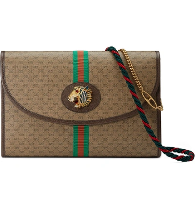 Shop Gucci Medium Linea Rajah Shoulder Bag In Beige Ebony/ New Acero
