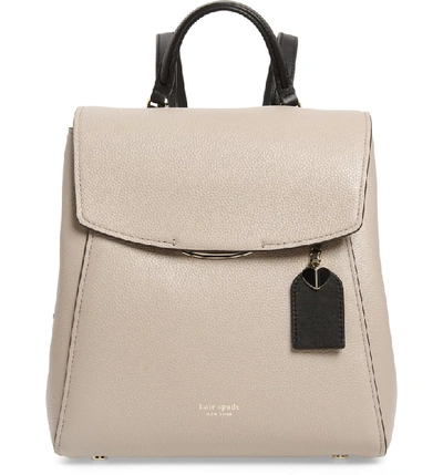 Shop Kate Spade Medium Grace Leather Backpack In Warm Taupe/ Black