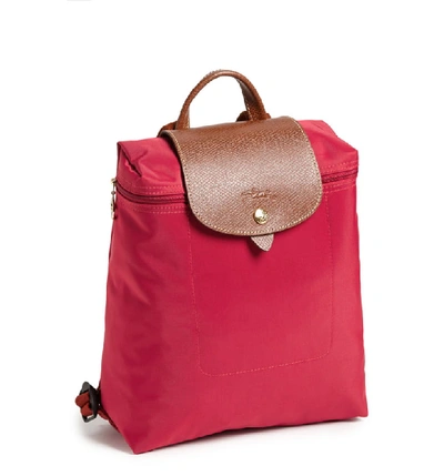Shop Longchamp 'le Pliage' Backpack In Fig Red