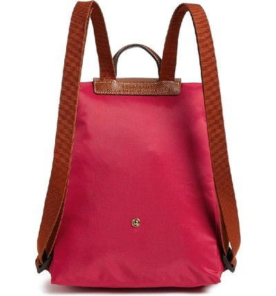 Shop Longchamp 'le Pliage' Backpack In Fig Red