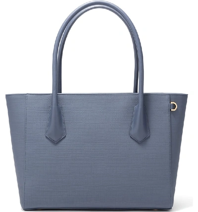 Shop Dagne Dover Signature Legend Coated Canvas Tote In Ash Blue