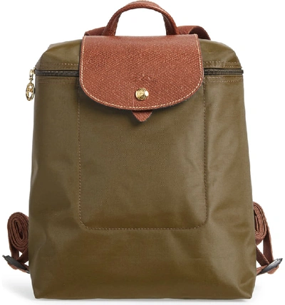 Shop Longchamp 'le Pliage' Backpack - Green In New Khaki