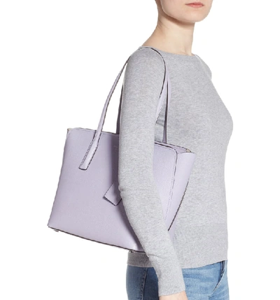 Shop Kate Spade Medium Margaux Leather Tote - Purple In Frozen Lilac