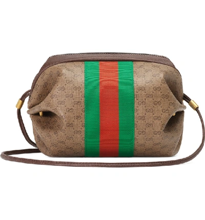 Shop Gucci New Candy Gg Supreme Canvas Mini Crossbody Bag In Beige Ebony/ New Acero