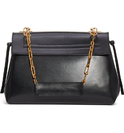 Shop Valentino Medium Vee Ring Leather Shoulder Bag In Nero