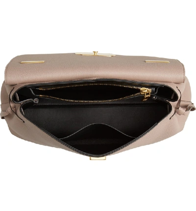 Shop Valentino Medium Vee Ring Leather Shoulder Bag In Poudre