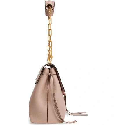 Shop Valentino Medium Vee Ring Leather Shoulder Bag In Poudre