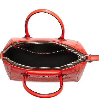 Shop Givenchy Small Antigona Perforated Satchel In Pop Red