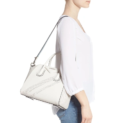 Shop Givenchy Small Antigona Perforated Satchel - White