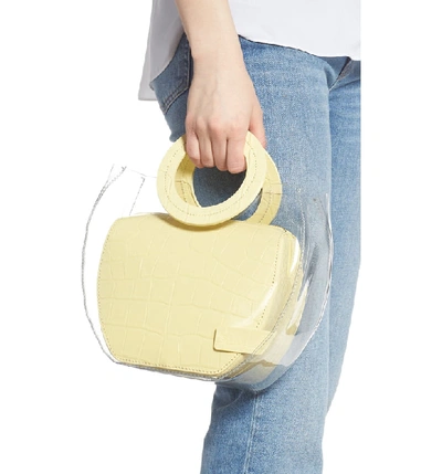Shop Staud Frida Transparent Handbag In Clear/ Butter Croc
