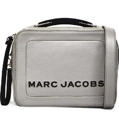 Shop Marc Jacobs The Box 20 Leather Crossbody Bag - Grey In Drizzle Grey
