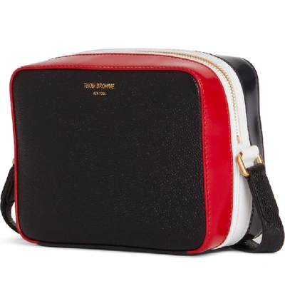 Shop Thom Browne Mini Business Leather Camera Bag - Black