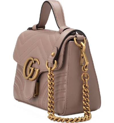 Shop Gucci Gg Matelasse Leather Top Handle Bag In Porcelain Rose