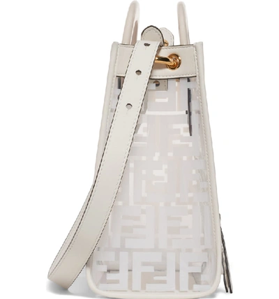 Shop Fendi Small Runway Logo Transparent Shopper In Bianco/ Oro Soft