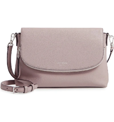 Shop Kate Spade Large Polly Leather Crossbody Bag - Beige In Warm Taupe