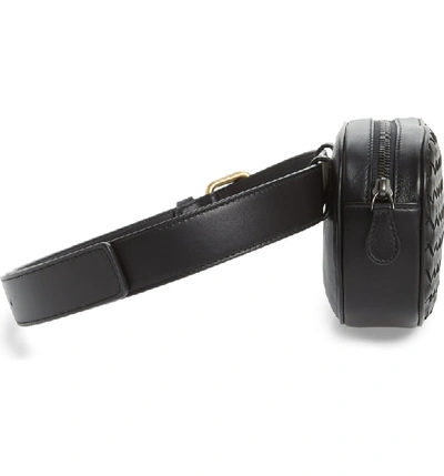 Shop Bottega Veneta Intrecciato Woven Leather Belt Bag In Nero/ Nero