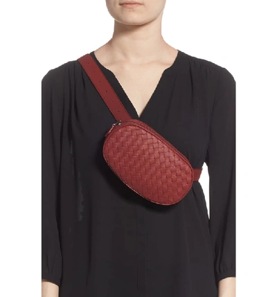 Shop Bottega Veneta Intrecciato Woven Leather Belt Bag In Baccara Rose/ Baccara Rose