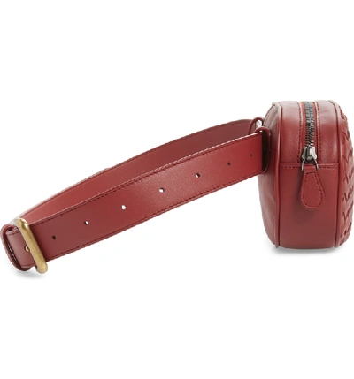 Shop Bottega Veneta Intrecciato Woven Leather Belt Bag In Baccara Rose/ Baccara Rose