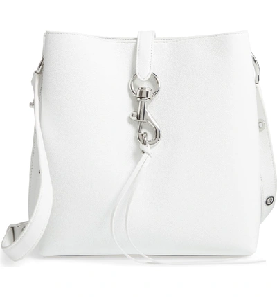 Shop Rebecca Minkoff Megan Leather Crossbody Bag - White In Optic White