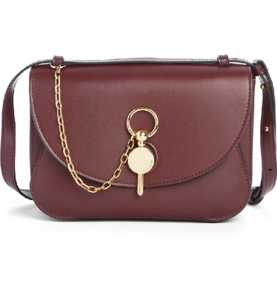 Shop Jw Anderson Lock Leather Convertible Shoulder Bag - Burgundy