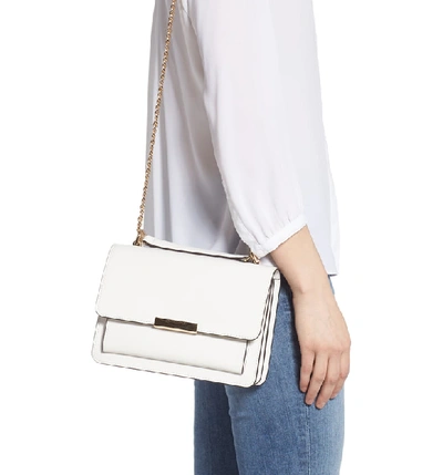 Shop Michael Michael Kors Jade Leather Gusset Shoulder Bag In Optic White