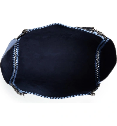 Shop Stella Mccartney Small Oleo Deer Reversible Faux Leather Tote - Blue In Cerulean