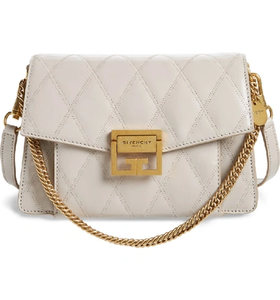 Shop Givenchy Small Gv3 Diamond Quilted Leather Crossbody Bag In Natural