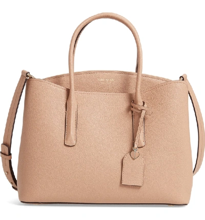 Shop Kate Spade Large Margaux Leather Satchel - Beige In Light Fawn
