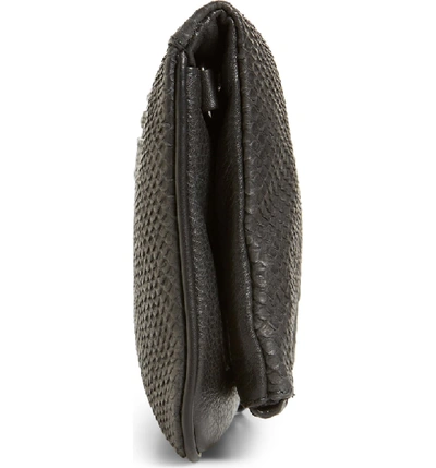 Shop Zadig & Voltaire Rock Savage Croc Embossed Leather Clutch In Noir