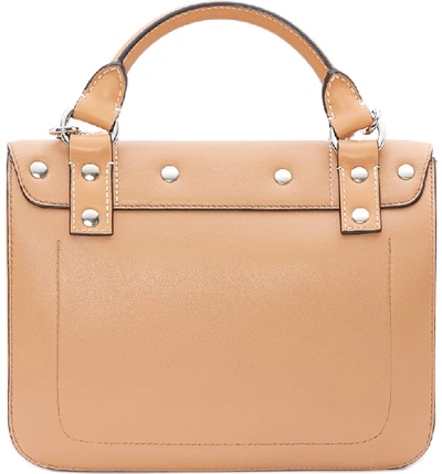 Shop Jw Anderson Disc Leather Top Handle Satchel - Brown In Caramel