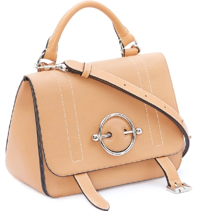 Shop Jw Anderson Disc Leather Top Handle Satchel - Brown In Caramel