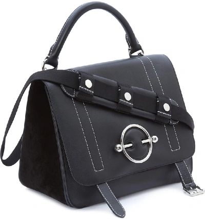 Shop Jw Anderson Disc Leather Top Handle Satchel - Black