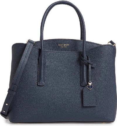 Shop Kate Spade Large Margaux Leather Satchel In Blazer Blue