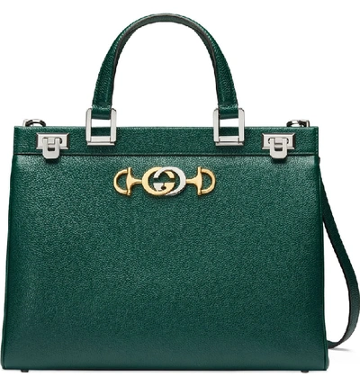 Shop Gucci Medium Zumi Leather Satchel - Green In Vintage Green