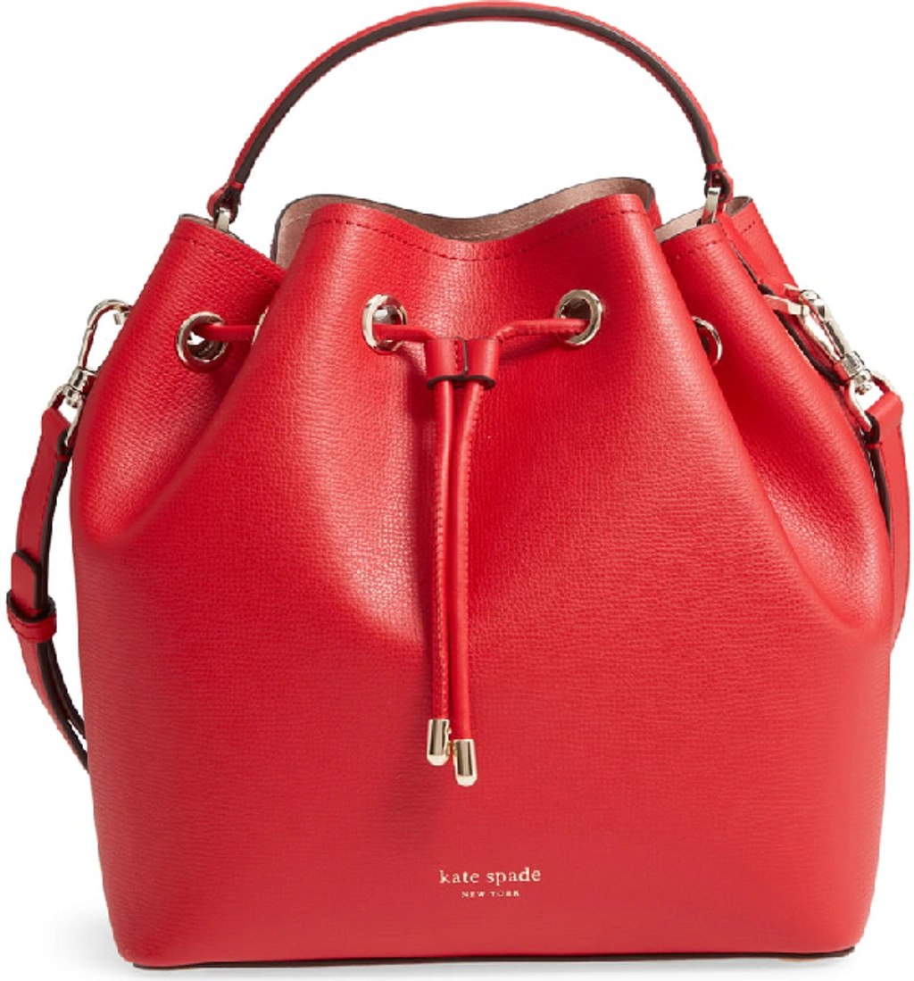Kate Spade Medium Vivian Leather Bucket Bag Red In Hot Chili gold ModeSens