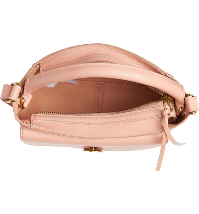 Shop Madewell The Mini Abroad Leather Crossbody Bag - Coral In Peach