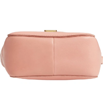 Shop Madewell The Mini Abroad Leather Crossbody Bag - Coral In Peach