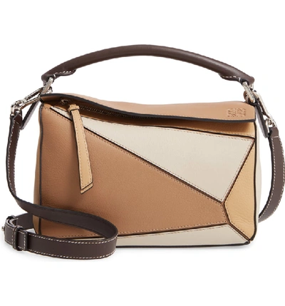 Shop Loewe Small Puzzle Calfskin Leather Bag In Mocca Multi