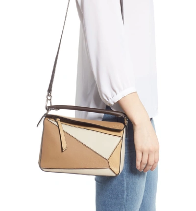 Shop Loewe Small Puzzle Calfskin Leather Bag In Mocca Multi