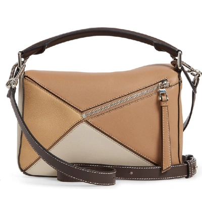 Shop Loewe Small Puzzle Calfskin Leather Bag In Mocca Multi