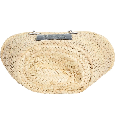 Shop Loewe Chain Handle Woven Palm Market Basket In Natural/ Black