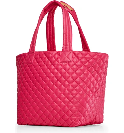 Shop Mz Wallace Medium Metro Quilted Nylon Tote In Dragon Fruit