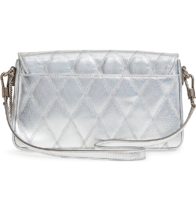 Shop Givenchy Small Charm Metallic Quilted Shoulder Bag In Silver