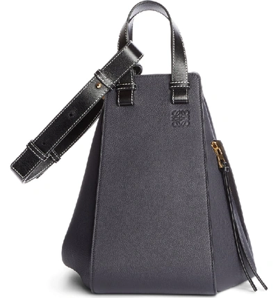 Shop Loewe Hammock Medium Calfskin Leather Hobo In Midnight Blue/ Black