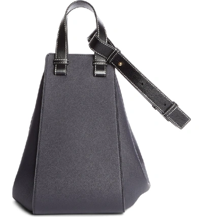 Shop Loewe Hammock Medium Calfskin Leather Hobo In Midnight Blue/ Black