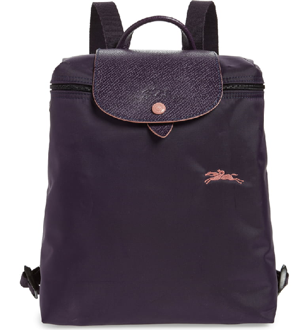 purple longchamp backpack