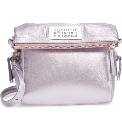 Shop Maison Margiela 5ac Metallic Leather Camera Bag - Pink In Cipria